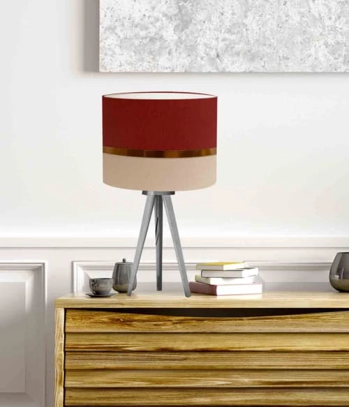 Abat-jours Lampes à Poser Abat-jour Chevet Bicolore Beige Et Lie De Vin T 25 X H 18 2 Abat-jours Lampes à Poser Abat-jour Chevet Bicolore Beige Et Lie De Vin T 25 X H 18 – Image 2