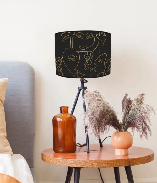 Abat-jours Lampes à Poser Abat-jour Chevet Doré Imprimé Noir Et Or Boho T 25 X H 18 2 Abat-jours Lampes à Poser Abat-jour Chevet Doré Imprimé Noir Et Or Boho T 25 X H 18 – Image 2