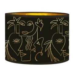 Abat-jours Lampadaires Abat-jour Lampadaire Doré Imprimé Noir Et Or Boho T 40 X H 25 -Luminaires Contemporain Soldes abat jour chevet dore imprime noir et or boho t 25 x h 18 4