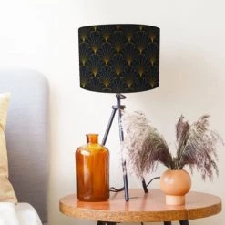 Luminaires Contemporain Soldes -Luminaires Contemporain Soldes abat jour chevet dore imprime noir flora t 25 x h 18 1