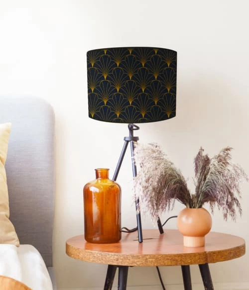 Abat-jours Lampes à Poser Abat-jour Chevet Doré Imprimé Noir Flora T 25 X H 18 2 Abat-jours Lampes à Poser Abat-jour Chevet Doré Imprimé Noir Flora T 25 X H 18 – Image 2