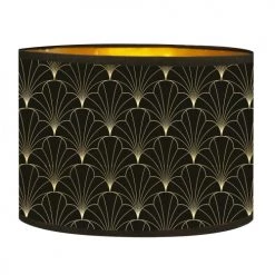 Abat-jours Lampes à Poser Abat-jour Chevet Doré Imprimé Noir Flora T 25 X H 18