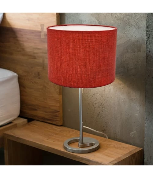 Abat-jours Lampes à Poser Abat-jour Chevet Effet Lin Rouge T 20 X H 15 2 Abat-jours Lampes à Poser Abat-jour Chevet Effet Lin Rouge T 20 X H 15 – Image 2