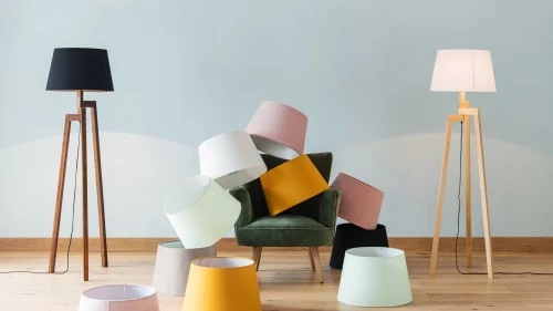 Maisons Du Monde Lampadaires Abat-jour En Velours Gris 3 Maisons Du Monde Lampadaires Abat-jour En Velours Gris – Image 3