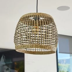 LUMISKY Suspensions Abat Jour Int/ext Fibre Naturelle Beige D38CM -Luminaires Contemporain Soldes abat jour int ext fibre naturelle beige d38cm 3