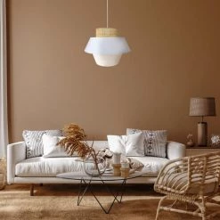LUMISKY Suspensions Abat-jour Intérieur Coton Beige D40CM -Luminaires Contemporain Soldes abat jour interieur coton beige d40cm 2