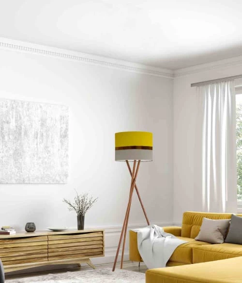 Abat-jours Lampadaires Abat-jour Lampadaire Bicolore Gris Et Jaune T 45 X H 28 2 Abat-jours Lampadaires Abat-jour Lampadaire Bicolore Gris Et Jaune T 45 X H 28 – Image 2