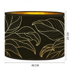 Abat-jours Lampadaires Abat-jour Lampadaire Doré Imprimé Noir Et Or Feuille T 40 X H 25 -Luminaires Contemporain Soldes abat jour lampadaire dore imprime noir et or feuille t 40 x h 25 2