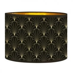 Abat-jours Lampadaires Abat-jour Lampadaire Doré Imprimé Noir Et Or Flora T 40 X H 25