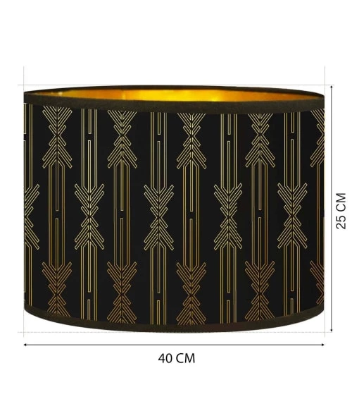Abat-jours Lampadaires Abat-jour Lampadaire Doré Imprimé Noir Et Or Lazarre T 40 X H 25 3 Abat-jours Lampadaires Abat-jour Lampadaire Doré Imprimé Noir Et Or Lazarre T 40 X H 25 – Image 3