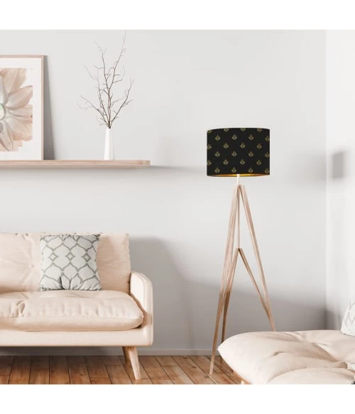 Abat-jours Lampadaires Abat-jour Lampadaire Doré Imprimé Noir Et Or Lys T 40 X H 25 2 Abat-jours Lampadaires Abat-jour Lampadaire Doré Imprimé Noir Et Or Lys T 40 X H 25 – Image 2