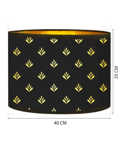 Abat-jours Lampadaires Abat-jour Lampadaire Doré Imprimé Noir Et Or Lys T 40 X H 25 3 Abat-jours Lampadaires Abat-jour Lampadaire Doré Imprimé Noir Et Or Lys T 40 X H 25 – Image 3