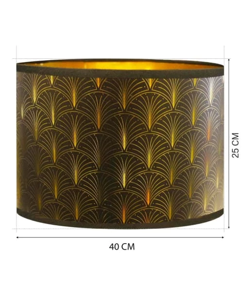 Abat-jours Lampadaires Abat-jour Lampadaire Doré Imprimé Noir Et Or Telio T 40 X H 25 3 Abat-jours Lampadaires Abat-jour Lampadaire Doré Imprimé Noir Et Or Telio T 40 X H 25 – Image 3