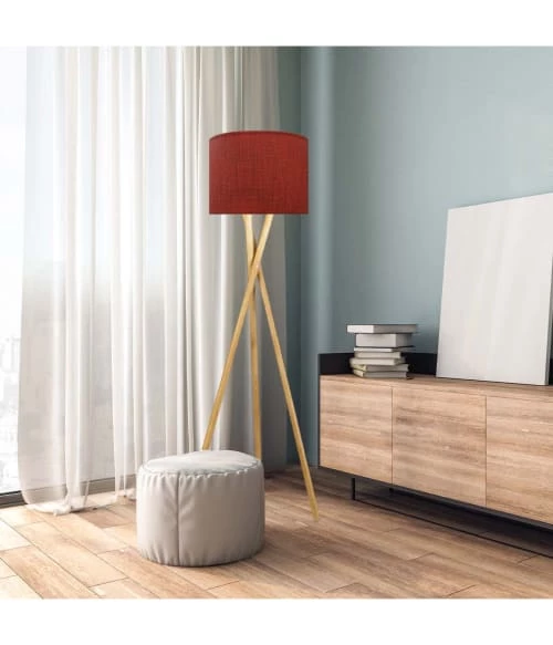 Abat-jours Lampadaires Abat-jour Lampadaire Effet Lin Rouge T 35 X H 20 2 Abat-jours Lampadaires Abat-jour Lampadaire Effet Lin Rouge T 35 X H 20 – Image 2