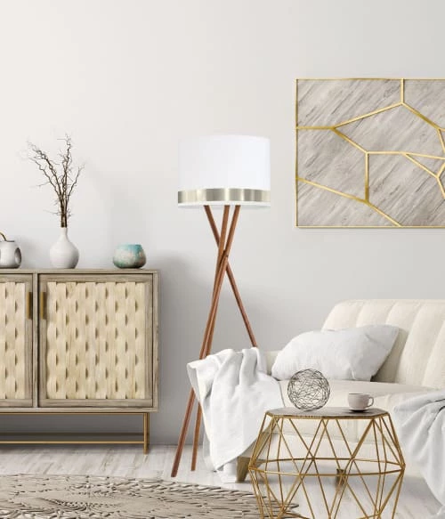 Abat-jours Lampadaires Abat-jour Lampadaire Jonc Blanc Et Aluminium T 45 X H 25 2 Abat-jours Lampadaires Abat-jour Lampadaire Jonc Blanc Et Aluminium T 45 X H 25 – Image 2