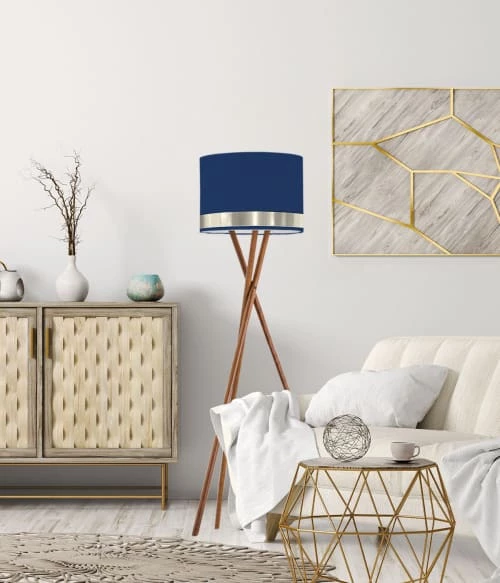 Abat-jours Lampadaires Abat-jour Lampadaire Jonc Bleu Et Aluminium T 45 X H 25 2 Abat-jours Lampadaires Abat-jour Lampadaire Jonc Bleu Et Aluminium T 45 X H 25 – Image 2