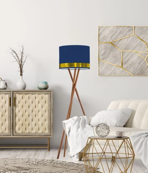 Abat-jours Lampadaires Abat-jour Lampadaire Jonc Bleu Et Or T 45 X H 25 2 Abat-jours Lampadaires Abat-jour Lampadaire Jonc Bleu Et Or T 45 X H 25 – Image 2