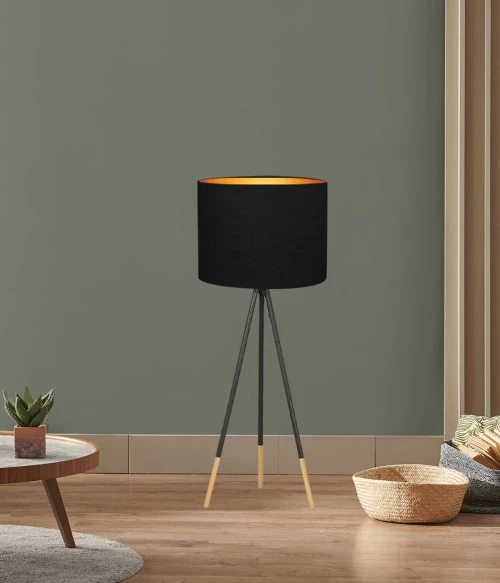 Abat-jours Lampadaires Abat-jour Lampadaire Rond Noir Et Or T 35 X H 30 2 Abat-jours Lampadaires Abat-jour Lampadaire Rond Noir Et Or T 35 X H 30 – Image 2