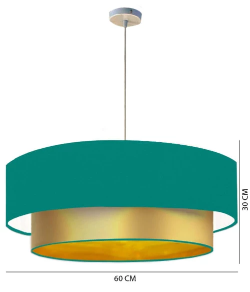 Abat-jours Suspensions Abat-jour Suspension Double Laqué Or Et Vert Turquoise T 60 X H 30 3 Abat-jours Suspensions Abat-jour Suspension Double Laqué Or Et Vert Turquoise T 60 X H 30 – Image 3