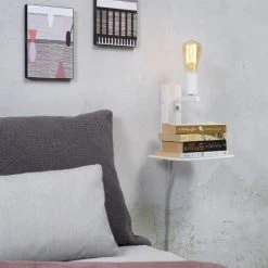 It's About Romi Appliques Murales Et Spots Applique Blanche Avec Tablette H25cm -Luminaires Contemporain Soldes applique blanche avec tablette h25cm 1