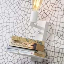 It's About Romi Appliques Murales Et Spots Applique Blanche Avec Tablette H25cm -Luminaires Contemporain Soldes applique blanche avec tablette h25cm 2