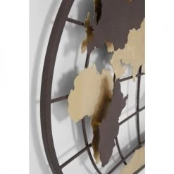 Kare Design Appliques Murales Et Spots Applique Carte Du Monde En Acier Doré Et Marron -Luminaires Contemporain Soldes applique carte du monde en acier dore et marron 2
