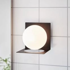 Markslöjd Appliques Murales Et Spots Applique De Salle De Bain Métal Noir/verre Dépoli D12cm -Luminaires Contemporain Soldes applique de salle de bain metal noir verre depoli d12cm 2