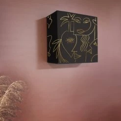 Abat-jours Appliques Murales Et Spots Applique Dorée Imprimé Noir Boho L: 25x H 24 5 Abat-jours Appliques Murales Et Spots Applique Dorée Imprimé Noir Boho L: 25x H 24 -Luminaires Contemporain Soldes applique doree imprime noir boho l 25x h 24 2