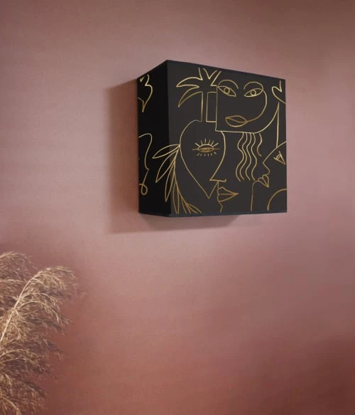 Abat-jours Appliques Murales Et Spots Applique Dorée Imprimé Noir Boho L: 25x H 24 3 Abat-jours Appliques Murales Et Spots Applique Dorée Imprimé Noir Boho L: 25x H 24 – Image 3