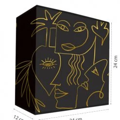 Abat-jours Appliques Murales Et Spots Applique Dorée Imprimé Noir Boho L: 25x H 24