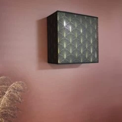 Abat-jours Appliques Murales Et Spots Applique Dorée Imprimé Noir Télio L: 25 X H 24 -Luminaires Contemporain Soldes applique doree imprime noir telio l 25 x h 24 2