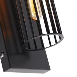 QAZQA Appliques Murales Et Spots Applique Murale En Acier Noir -Luminaires Contemporain Soldes applique murale en acier noir 16