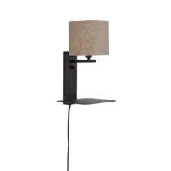 It's About Romi Appliques Murales Et Spots Applique Noire Avec Tablette Et Abat-jour Noir H42cm -Luminaires Contemporain Soldes applique noire avec tablette et abat jour gris h42cm 5