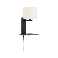 It's About Romi Appliques Murales Et Spots Applique Noire Avec Tablette Et Abat-jour Noir H42cm -Luminaires Contemporain Soldes applique noire avec tablette et abat jour h42cm 1