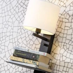 It's About Romi Appliques Murales Et Spots Applique Noire Avec Tablette Et Abat-jour H42cm -Luminaires Contemporain Soldes applique noire avec tablette et abat jour h42cm 10