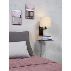 It's About Romi Appliques Murales Et Spots Applique Noire Avec Tablette Et Abat-jour H42cm -Luminaires Contemporain Soldes applique noire avec tablette et abat jour h42cm 3