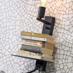 It's About Romi Appliques Murales Et Spots Applique Noire Avec Tablette Et Liseuse H38cm -Luminaires Contemporain Soldes applique noire avec tablette et liseuse h38cm 3