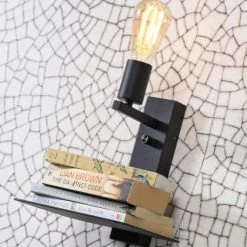 It's About Romi Appliques Murales Et Spots Applique Noire Avec Tablette H25cm -Luminaires Contemporain Soldes applique noire avec tablette h25cm 2