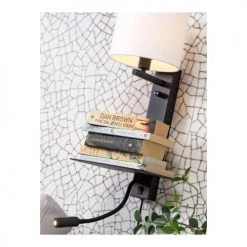 It's About Romi Appliques Murales Et Spots Applique Noire Avec Tablette Liseuse Et Abat-jour H52cm -Luminaires Contemporain Soldes applique noire avec tablette liseuse et abat jour h52cm 11