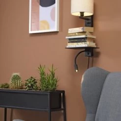 It's About Romi Appliques Murales Et Spots Applique Noire Avec Tablette Liseuse Et Abat-jour H52cm -Luminaires Contemporain Soldes applique noire avec tablette liseuse et abat jour h52cm 14