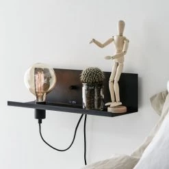 Markslöjd Appliques Murales Et Spots Applique Tablette Avec Port USB En Métal Noir L50cm -Luminaires Contemporain Soldes applique tablette avec port usb en metal noir l50cm 3