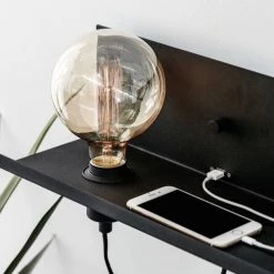 Markslöjd Appliques Murales Et Spots Applique Tablette Avec Port USB En Métal Noir L50cm -Luminaires Contemporain Soldes applique tablette avec port usb en metal noir l50cm 5