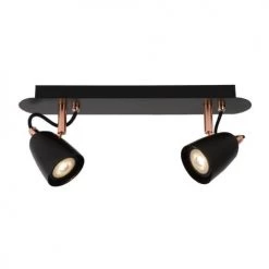 Lucide Appliques Murales Et Spots Barre 2 Spots Orientables Métal Noir Cuivre L35cm