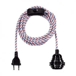 Hoopzi Suspensions Fil électrique En Tissu Luminaire Bleu Blanc Rouge 4,5m