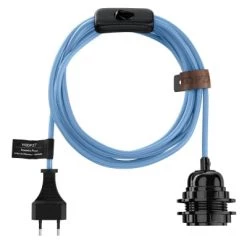 Hoopzi Suspensions Fil électrique En Tissu Luminaire Bleu Ciel 4,5m