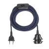 Hoopzi Suspensions Fil électrique En Tissu Luminaire Bleu Marine 4,5m