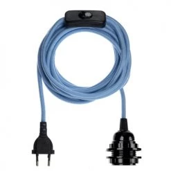 Hoopzi Suspensions Fil électrique En Tissu Luminaire Bleu Pastel 4,5m