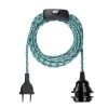 Hoopzi Suspensions Fil électrique En Tissu Luminaire Chevron Bleu Vert 4,5m