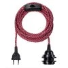 Hoopzi Suspensions Fil électrique En Tissu Luminaire Chevron Rose Rouge 4,5m