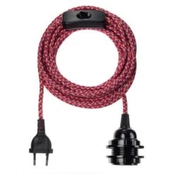 Hoopzi Suspensions Fil électrique En Tissu Luminaire Chevron Rose Rouge 4,5m -Luminaires Contemporain Soldes fil electrique en tissu luminaire chevron rose rouge 4 5m 9
